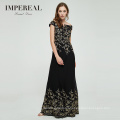 Newest design embroidered bodycon off-shoulder long evening dress